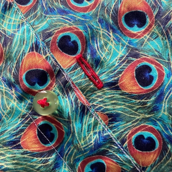 Dalila Peacock Feather Pattern Shirt , by Coton DOuX Paris - Picture 8 of 9